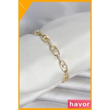 Havor Zirkon Taşlı Pirinç Gold Renk Kadın Bileklik