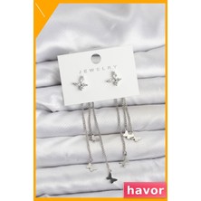 Havor Pirinç Sallantılı Kelebek Desenli Kadın Küpeleri