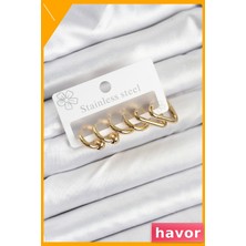 Havor Kararmaz Paslanmaz Çelik Kadın Küpe Seti