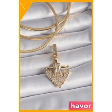 Havor Zirkon Taşlı Çapa Desenli Bayan Bileklik Pirinç Malzeme