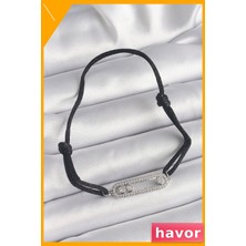 Havor Siyah Iplikli Zirkon Taşlı Kadın Bilekliği