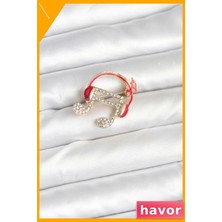 Havor Pirinç Kulaklıklı Nota Desenli Kadın Broşu