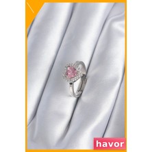 Havor Pembe Zirkon Taşlı Pirinç Kadın Yüzüğü