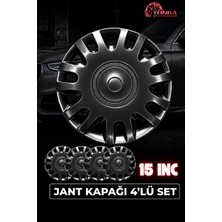 Yonga Oto Aksesuar Fiat Linea 15 Inç Jant Kapağı 4'lü Set Paino Black + 4 Amblem + 8 Cırt Kelepçe
