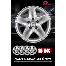 Yonga Oto Aksesuar Renault Fluence 16 Inç Jant Kapağı 4'lü Set Gümüş + 4 Amblem