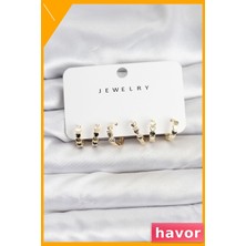 Havor Minimal Kalp Detaylı Pirinç Kadın Küpe Çifti