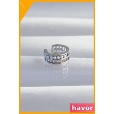 Havor Pirinç Incili Baget Taşlı Kulak Üstü Küpe