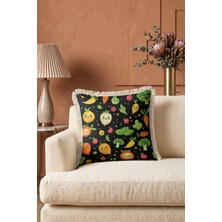 Hanna Home Hayvan Desenli Dekoratif Yastık Kılıfı Saçaklı Kırlent Yatak Odası Dekoru 43X43 cm