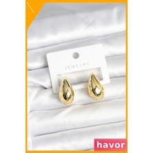 Havor Pirinç Damla Küpe 24MM Altın Renk