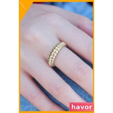 Havor Kadınlar Için Sarmal Desenli Yüzük 316L Çelik