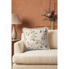 Hanna Home Saçaklı Kırlent Kılıfı Tropikal Çiçek Desenli Kırlent Kılıfı Oturma Odası Kırlenti 43X43 cm