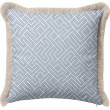 Hanna Home Dekoratif Yastık Kılıfı Mavi Labirent Desenli Yastık Kılıfı Kanepe Dekorasyonu 43X43 cm