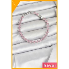 Havor Kare Zirkon Taşlı Gümüş Rengi Pirinç Bileklik Kadın Aksesuarı