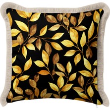 Hanna Home Saçaklı Kırlent Kılıfı Botanik Floral Desenli Saçaklı Kırlent Koltuk Takımı Aksesuarı 43X43 cm
