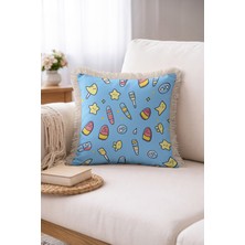 Hanna Home Slogan Baskılı Dekoratif Yastık Kılıfı Saçaklı Kırlent Yatak Odası Dekoru 43X43 cm