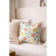 Hanna Home Saçaklı Saçaklı Kırlent Kırlent Kılıfı Sevimli Çiçekli Dekoratif Yastık Kılıfı Salon Koltuk Yastığı 43X43 cm