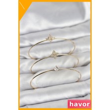 Havor Zirkon Taşlı Yonca Desenli 3 Parça Bileklik Seti