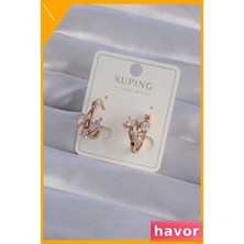 Havor Zirkon Taşlı Halka Küpe Gül Rengi