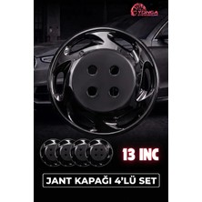 Yonga Oto Aksesuar Renault 19 Europa 13 Inç Kırılmaz Jant Kapağı 4 Adet Piano Black + 4 Amblem + 8 Cırt Kelepçe