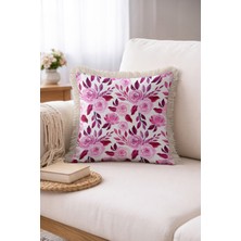 Hanna Home Dekoratif Yastık Kılıfı Dekoratif Güllü Yastık Kılıfı Yatak Odası Dekoru 43X43 cm