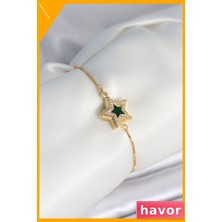 Havor Pirinç Asansörlü Bayan Bileklik Altın Ton