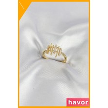 Havor Ayarlanabilir Zirkon Taşlı Sütun Model Yüzük Gold