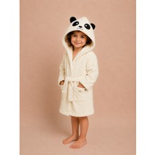 EIFIN Pamuklu Kapüşonlu Panda Nakışlı Çocuk Bornozu Unisex