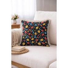 Hanna Home Saçaklı Yastık Kılıfı Kırlent Kılıfı Hayvan Desenli Dekoratif Kırlent Kılıfı Salon Koltuk Yastığı 43X43 cm