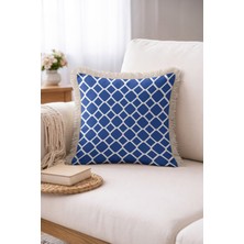 Hanna Home Kırlent Kılıfı Mavi Beyaz Geometrik Dekoratif Yastık Kılıfı Yastık Kılıfı Koltuk Takımı Aksesuarı 43X43 cm