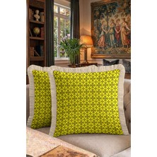 Hanna Home Sarı Geometrik Desenli Dekoratif Yastık Kılıfı Kırlent Kılıfı Ev Dekorasyonu 43X43 cm