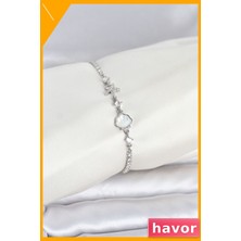 Havor Gümüş Renk Pirinç Deniz Kabuğu Modelli Asansörlü Kadın Bileklik