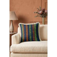 Hanna Home Saç Örgü Desenli Dekoratif Kırlent Kılıfı Kırlent Kılıfı Ev Dekorasyonu 43X43 cm