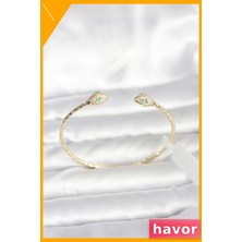 Havor Pirinç Yılan Desenli Kadın Bilek Aksesuarı