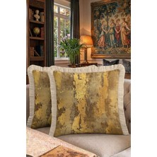 Hanna Home Dekoratif Yastık Kılıfı Kırlent Kılıfı Mermer Desenli Kırlent Kılıfı Salon Koltuk Yastığı 43X43 cm