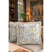 Hanna Home Dekoratif Kırlent Kılıfı Botanik Floral Desenli Yastık Kılıfı Salon Koltuk Yastığı 43X43 cm