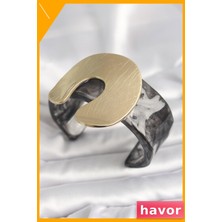 Havor Siyah Mermer Desenli Akrilik Bilezik Nal Modeli