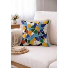 Hanna Home Dekoratif Yastık Kılıfı Modern Geometrik Desenli Yatak Odası Dekoru Saçaklı Saçaklı Kırlent 43X43 cm