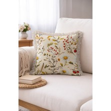 Hanna Home Dekoratif Kırlent Kılıfı Tropikal Çiçek Desenli Yastık Kılıfı Oturma Odası Kırlenti 43X43 cm