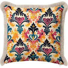Hanna Home Dekoratif Kırlent Kılıfı Geometrik Desenli Ev Dekorasyonu Saçaklı Yastık Kılıfı 43X43 cm