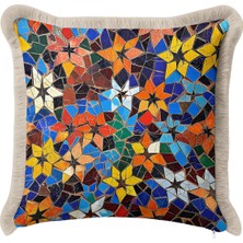 Hanna Home Saçaklı Kırlent Kılıfı Geometrik Saçaklı Kırlent Oturma Odası Kırlenti 43X43 cm