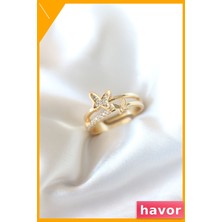 Havor Parmağa Göre Ayarlanabilir Kelebek Desenli Kadın Yüzüğü