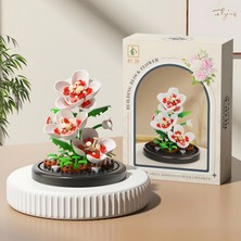 Brıcks Beyaz Orkide Yapı Blokları Çiçek Modeli Dekoratif Masaüstü Süsü 127 Parça