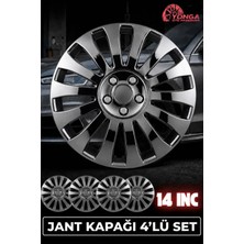 YONGA OTO AKSESUAR Peugeot 14 Inç Jant Kapağı 4'lü Set Piano Black + 4 Amblem + 8 Cırt Kelepçe