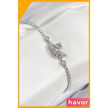 Havor Zirkon Taşlı Kuğu Tasarımı Kadın Bilekliği