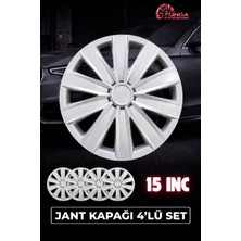YONGA OTO AKSESUAR Volkswagen Transporter T7 15 Inç Jant Kapağı 4'lü Set Gümüş + 4 Amblem + 8 Cırt Kelepçe