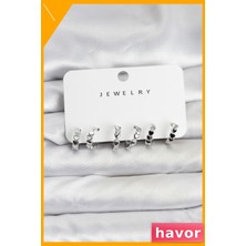 Havor Minimal Kalp Detaylı Pirinç Kadın Küpe Çifti