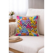 Hanna Home Saçaklı Yastık Kılıfı Soyut Geometrik Dekoratif Yastık Kılıfı Salon Koltuk Yastığı 43X43 cm