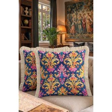 Hanna Home Tropikal Çiçek Desenli Saçaklı Kırlent Kılıfı Yastık Kılıfı Koltuk Takımı Aksesuarı 43X43 cm