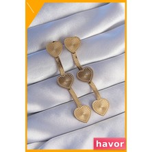 Havor Paslanmaz Çelik Kalp Küpe Uzun Zincir Detaylı