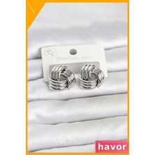 Havor 316L Çelik Gümüş Renk Sarmal Model Kadın Küpe